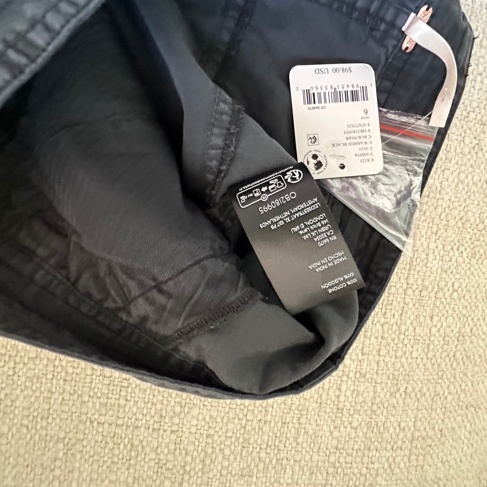 NWT Free People Washed Black Drawstring Cropped Size 6 Utility Pants MSRP$98 - Picture 7 of 7